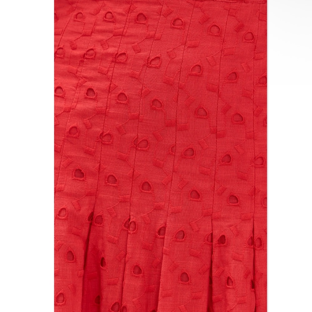 The Great The Rhythm Eyelet Cotton Midi Skirt in Red Rose size large $295 msrp - Picture 6 of 12